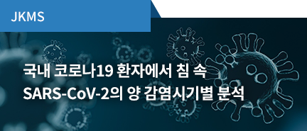 JKMS / 국내 코로나19 환자에서 침 속 SARS-CoV-2읭 양 감염시기별 분석